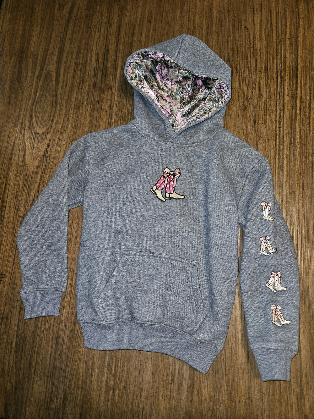 Simply Southern Heather Gray Hoodie with Pink Ballet Shoe Patches
